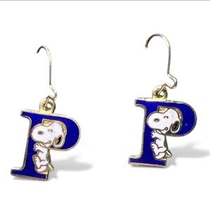 SNOOPY Aviva Brand  Initial P Pierced Earrings Vintage form 1970s Retro